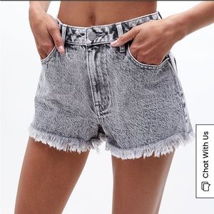 PacSun Black Acid Wash High Waisted Denim Festival Shorts